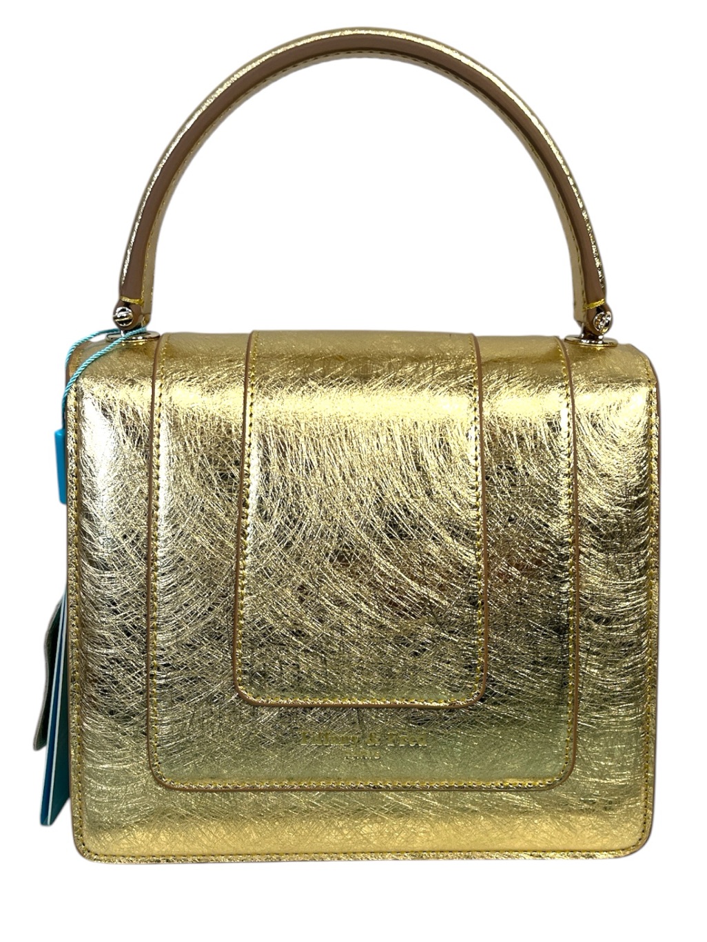 Nwt Tiffany & Fred Paris Gold Serpent Saffiano Leather Satchel/Shoulder Bag — image 5 of 8